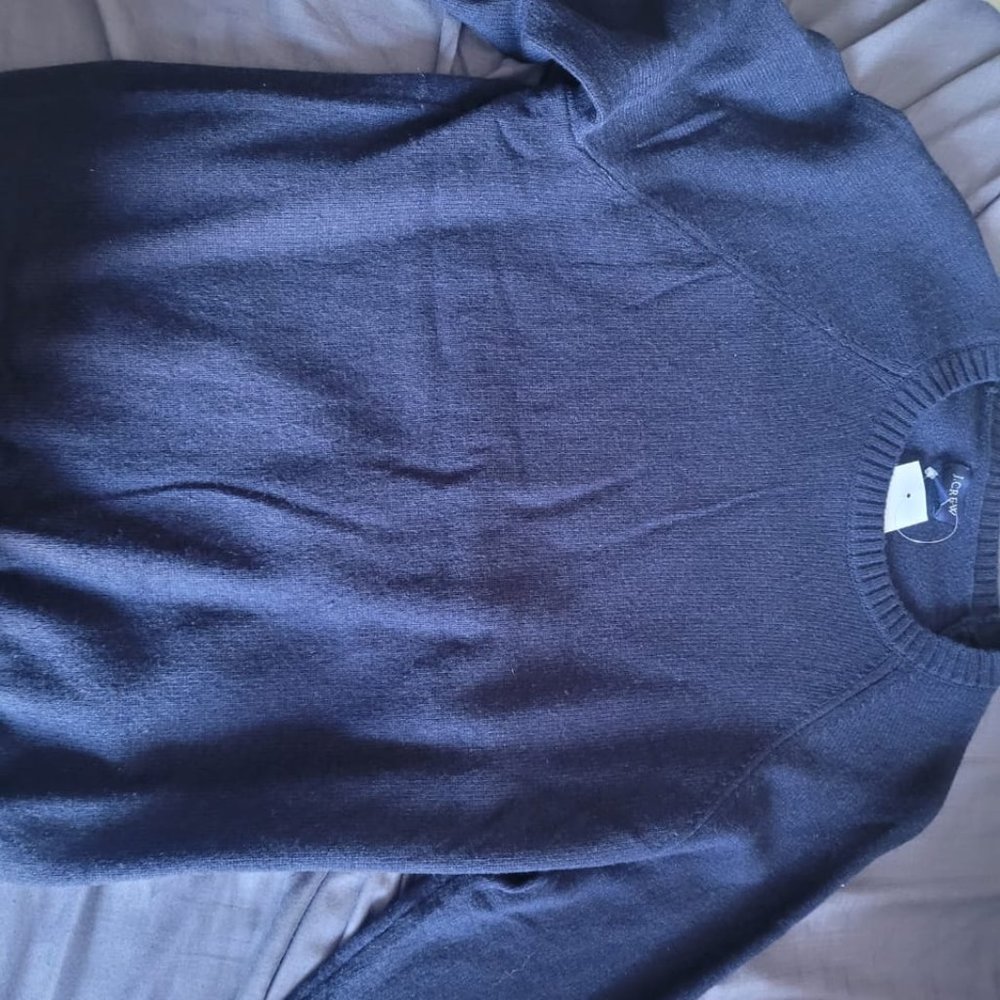 J Crew Sweater Mens Medium Navy Lambs Wool Crewneck Pullover